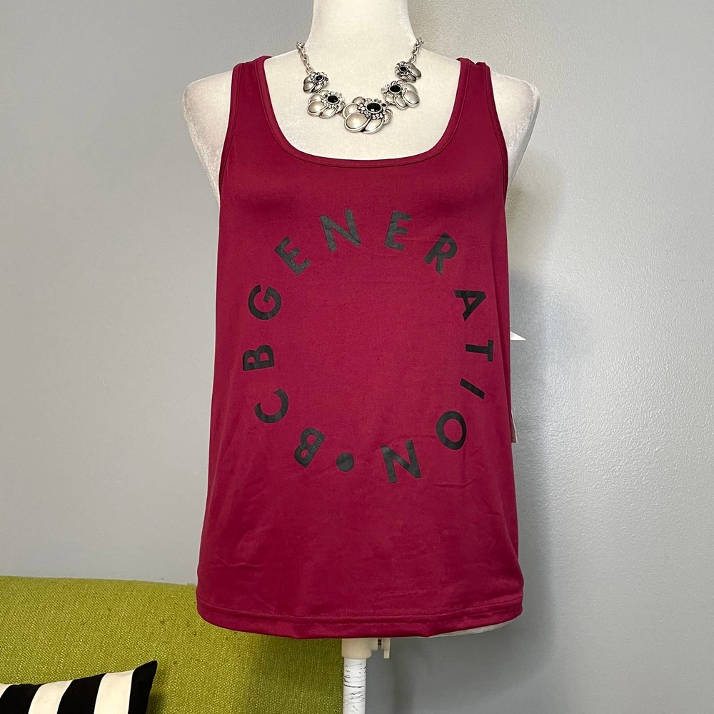 BCBGeneration Red Graphic Circle Logo Tank Top NEW Medium